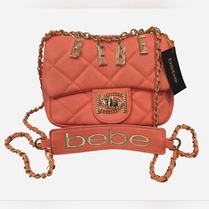 Bebe Salmon Quilted Chain Strap Bag